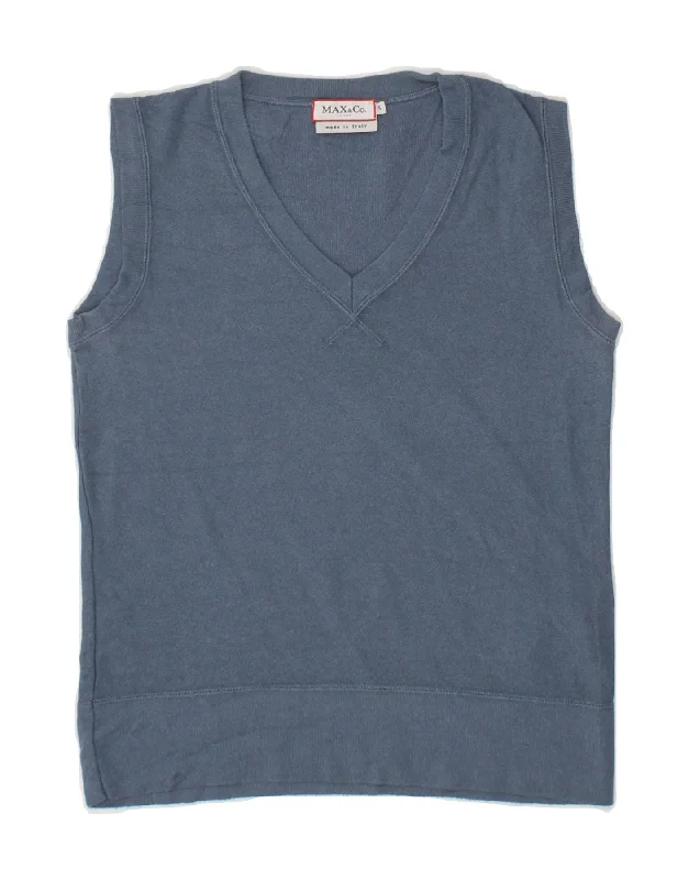 MAX & CO. Womens Crop Vest Tank Top UK 8 Small Blue Viscose