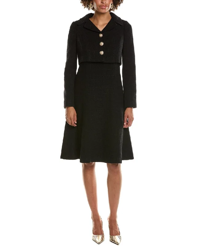 Super Sale Teri Jon by Rickie Freeman Boucle Mock Two-Piece Midi Dress
