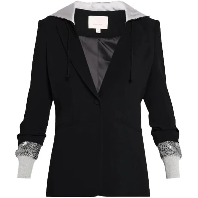 Cinq a Sept Women's Sequin Hooded Blazer, Black/Silver