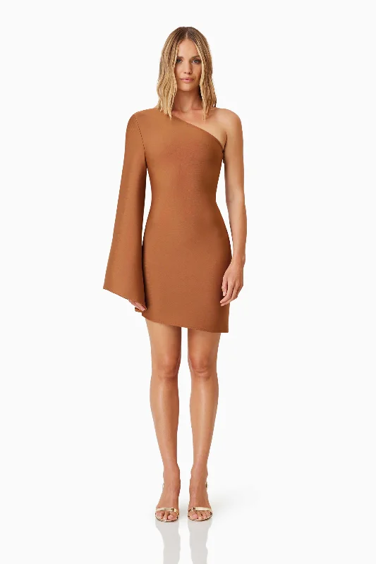 Discount Mania Riley Party Mini Dress In Brown