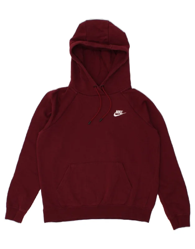 Huge Discounts NIKE Womens Oversized Hoodie Jumper UK 10 Small Burgundy Cotton