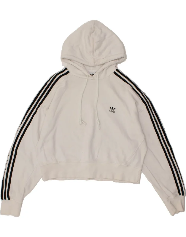 Special Buy ADIDAS Womens Oversized Crop Hoodie Jumper UK 14 Large White Cotton