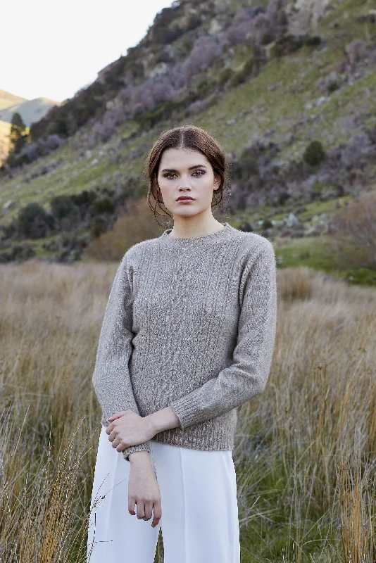 McDonald - Sweater with Lace Detail in Merino Wool and Possum Fur