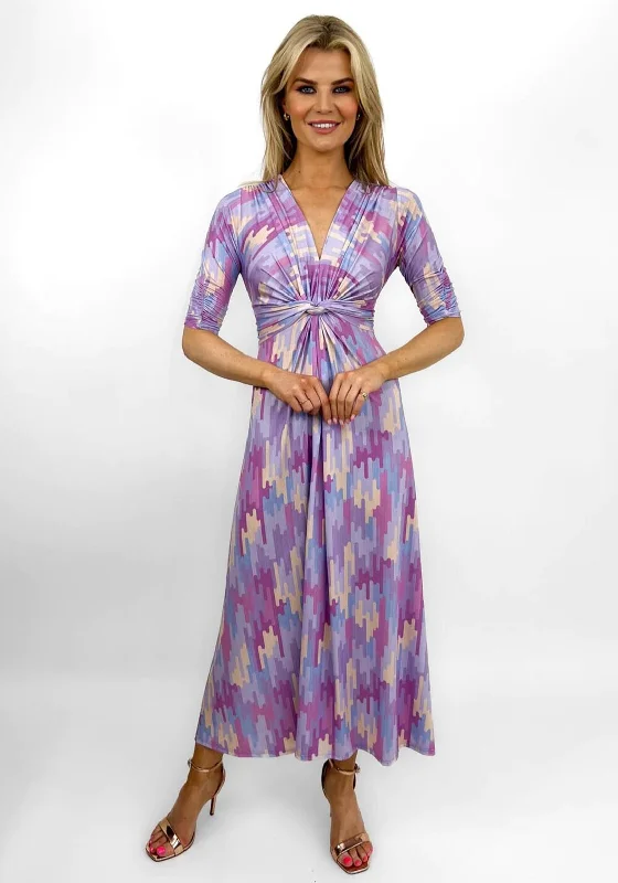 Epic Deals Kate & Pippa Alana Knot Print Midi Dress, Lilac Multi