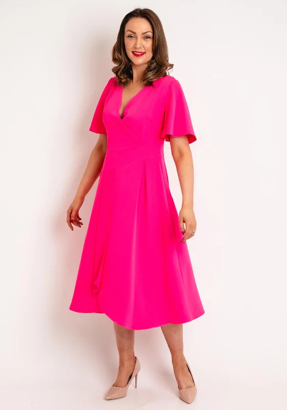 Limited Quantity Kate Cooper Mock Wrap Midi Dress, Pink