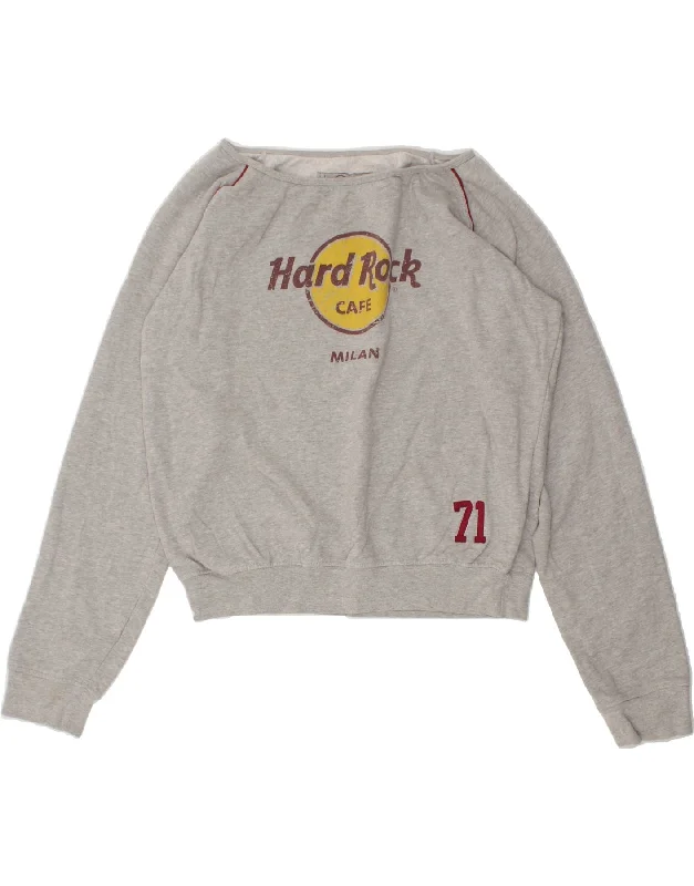 Extra Savings HARD ROCK CAFE Womens Milan Crop Graphic Sweatshirt Jumper UK 20 2XL Grey Extra Savings HARD ROCK CAFE Womens Milan Crop Graphic Sweatshirt Jumper UK 20 2XL Grey