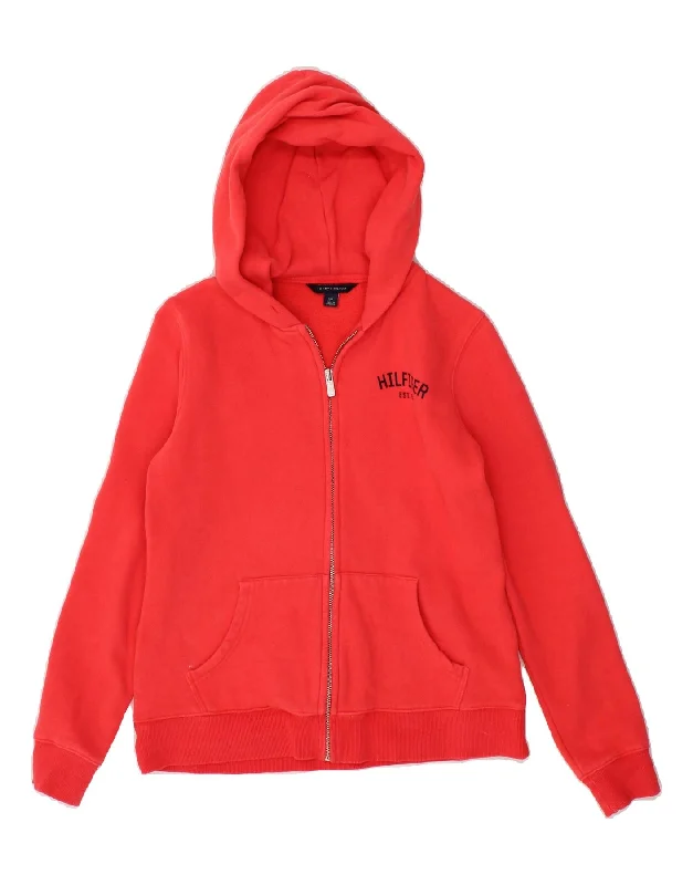 Overstock TOMMY HILFIGER Womens Zip Hoodie Sweater UK 10 Small Red Cotton