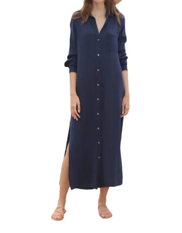 Fantastic Deals Gauze Boyfriend Dress In Navy
