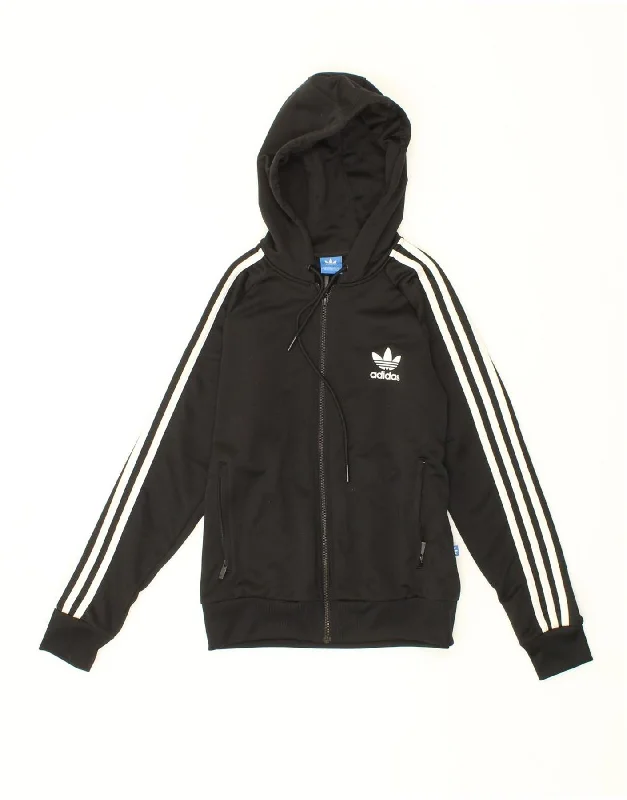 Exclusive Offers ADIDAS Womens Zip Hoodie Sweater UK 14 Medium Black Polyester