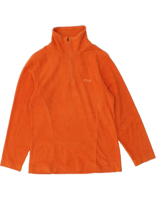 Price Cut FILA Womens Zip Neck Fleece Jumper UK 12 Medium Orange