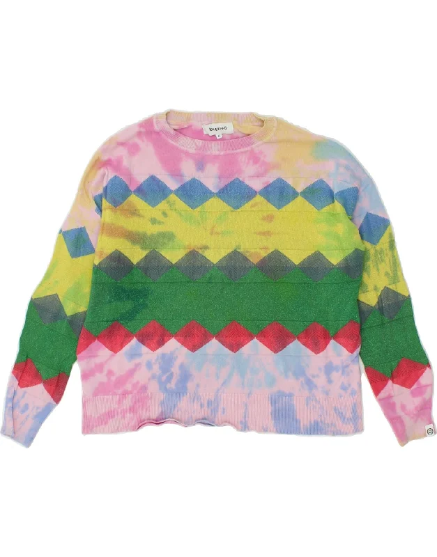 DESIGUAL Womens Crew Neck Jumper Sweater UK 14 Medium Multicoloured