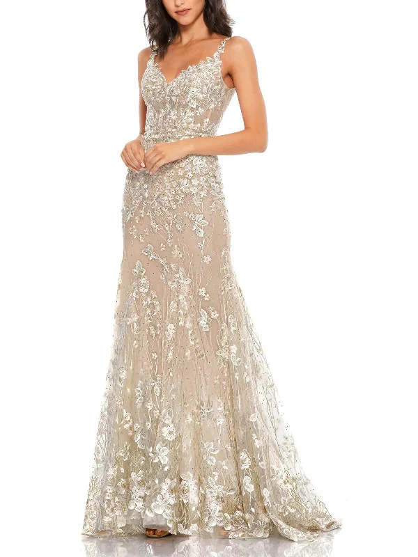 Great Deals Womens Embellished Embroidered Evening Dress