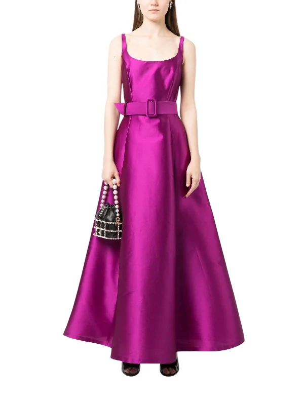 Kruse Gown With Belt In Magenta