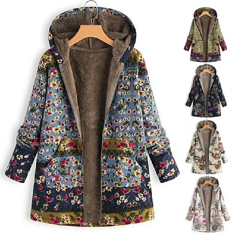 Overstock Women's Casual Printed Fashion Thin Hooded Coats - WT010