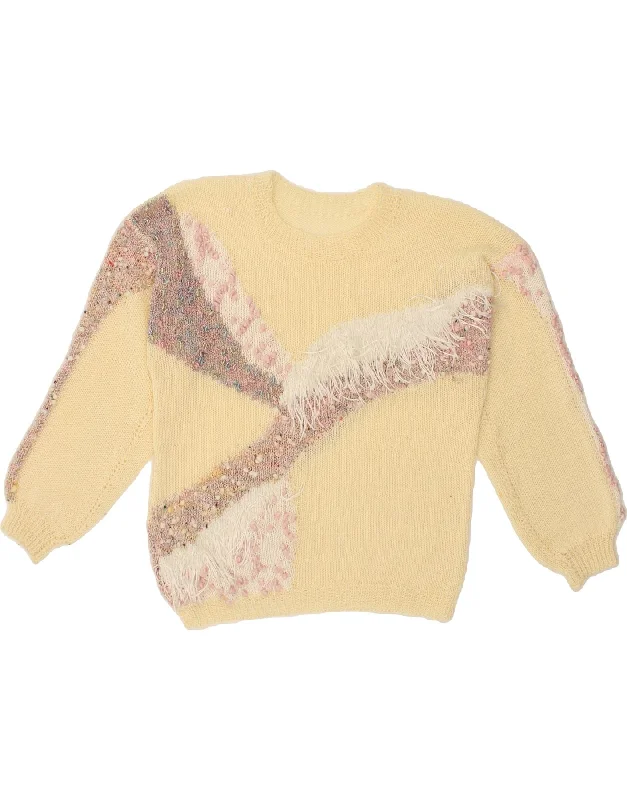 New Arrival VINTAGE Womens Crew Neck Jumper Sweater UK 14 Medium Beige