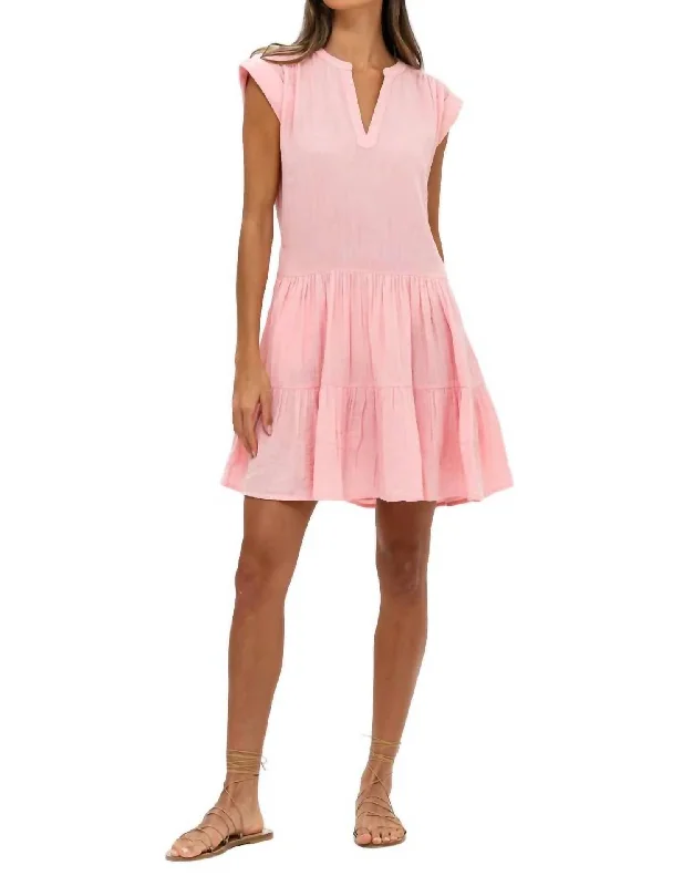 Get It Before It’s Gone Roll Sleeve Dress In Bahama Pink