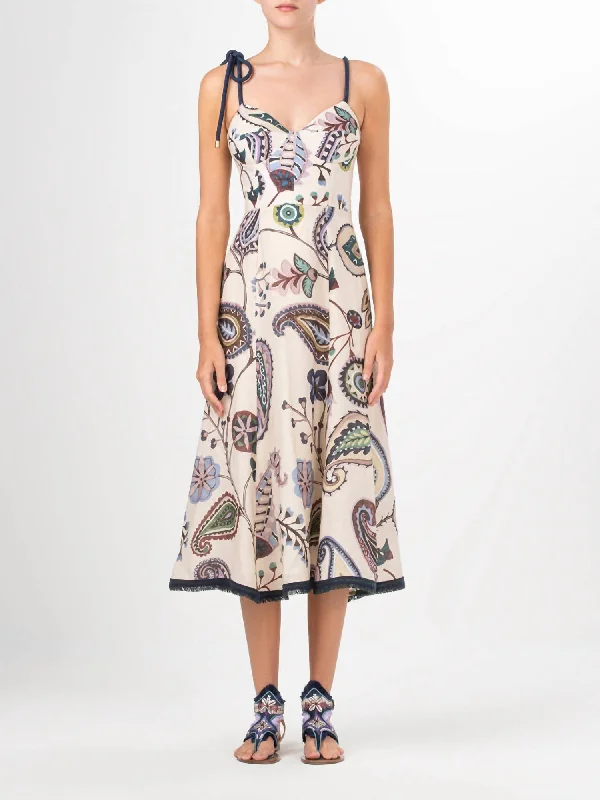 Quick Sale Dalil Midi Dress In Blue Green Paisley