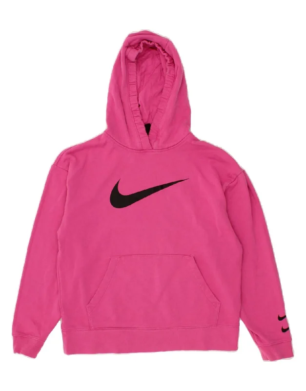 Fantastic Deals NIKE Womens Oversized Graphic Hoodie Jumper UK 10 Small Pink Cotton