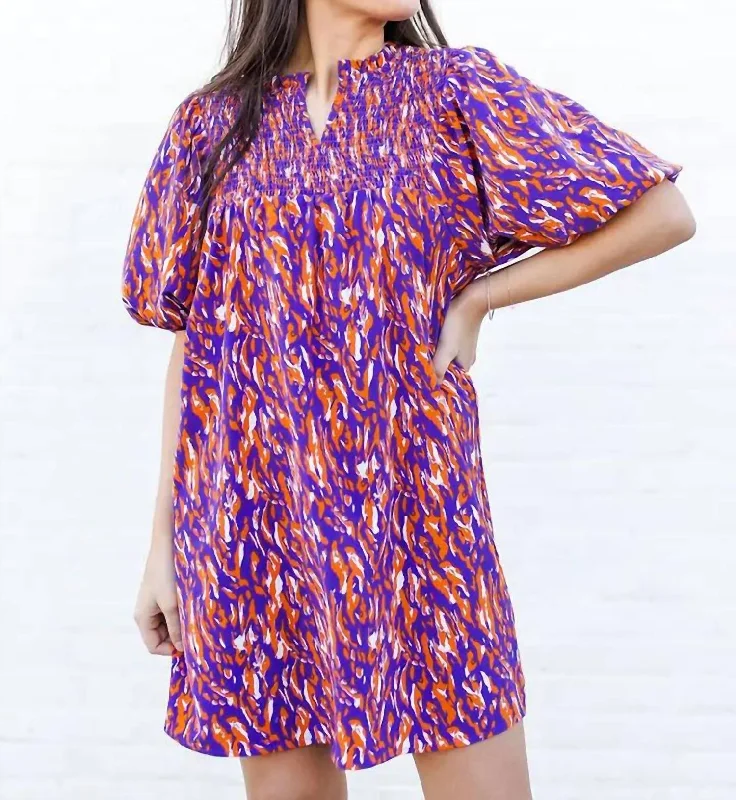 Closeout Sale Amelia Dress In Tiger Tail Purple