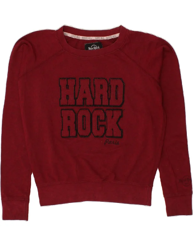 Limited Edition HARD ROCK Womens Paris Graphic Sweatshirt Jumper UK 14 Medium Maroon