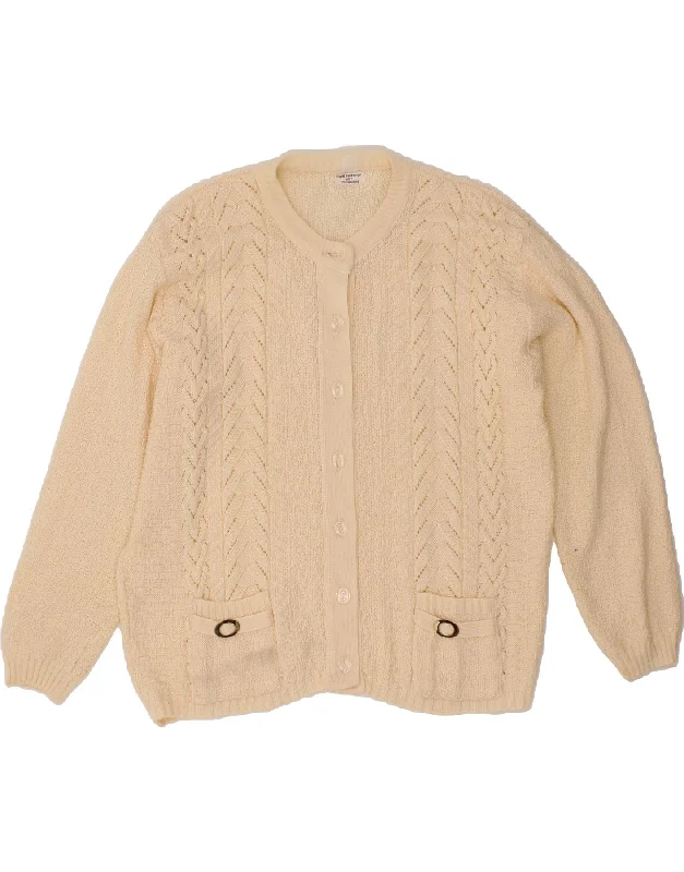 VINTAGE Womens Cardigan Sweater UK 14 Large Beige