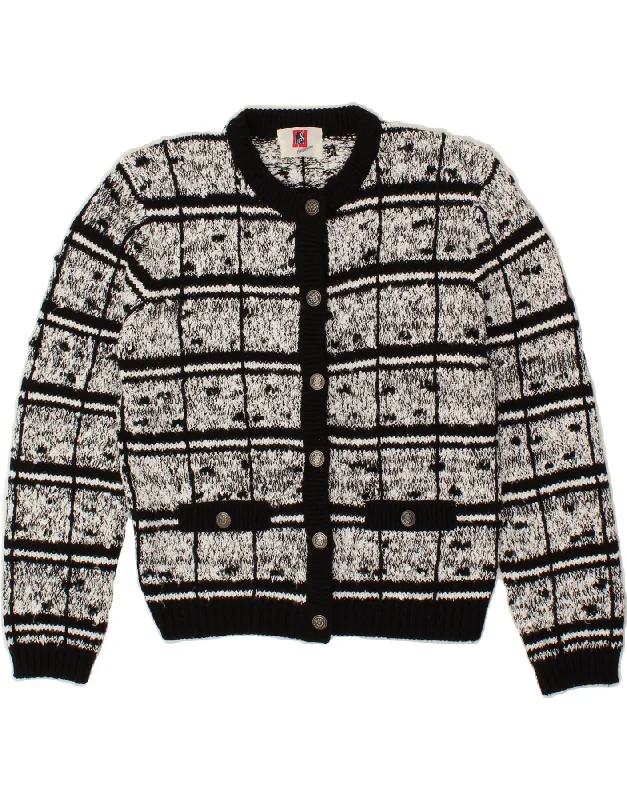 Stock Clearance VINTAGE Womens Cardigan Sweater UK 12 Medium  Black Check Acrylic