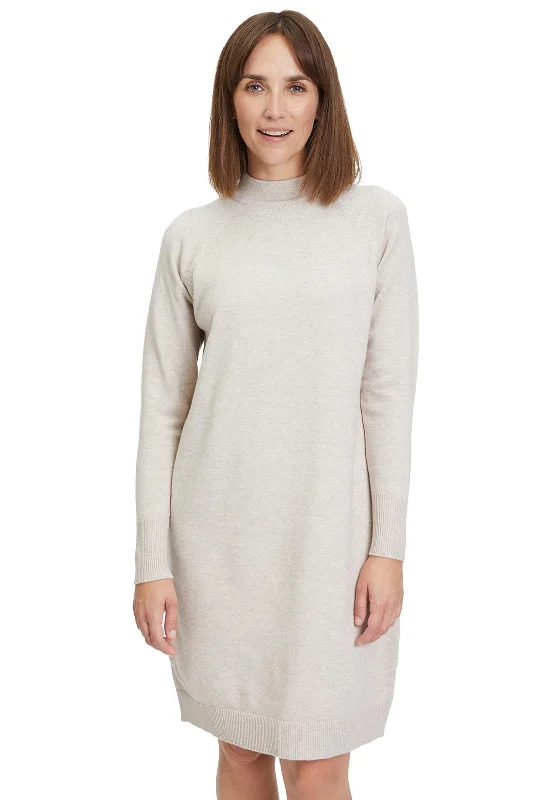 Betty Barclay Funnel Neck Knit Jumper Dress, Beige