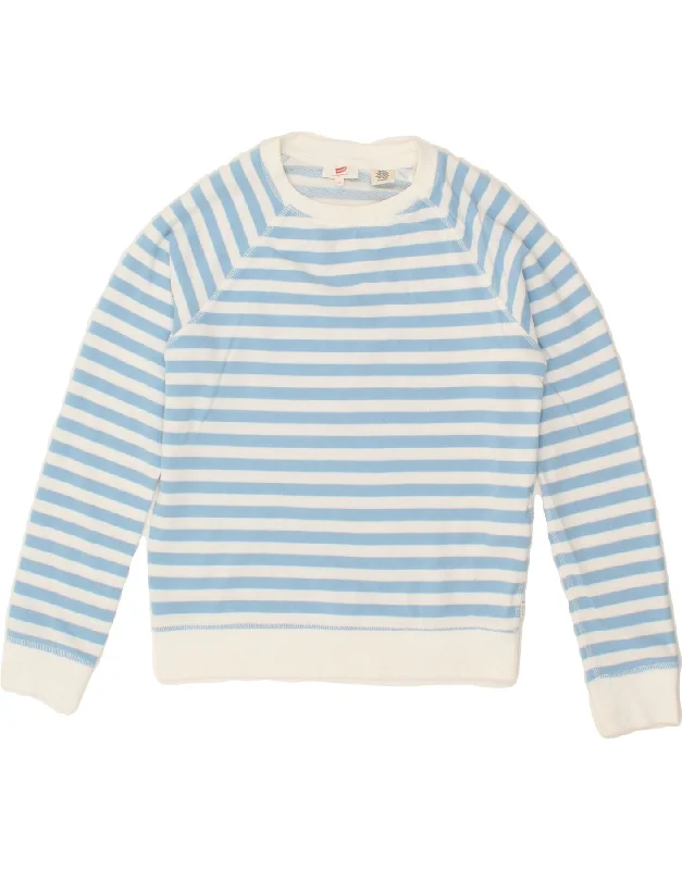 Super Deal LEVI'S Womens Sweatshirt Jumper UK 6 XS Blue Striped Cotton