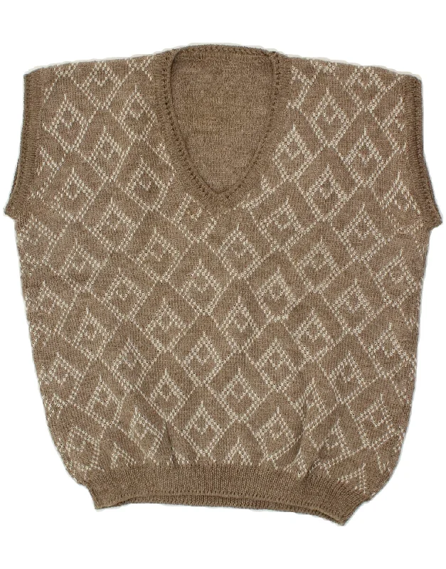 Savings Galore VINTAGE Womens Vest Tank Top UK 18 XL Beige Argyle/Diamond