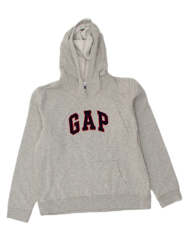 GAP Womens Graphic Hoodie Jumper UK 16 Large Grey Cotton