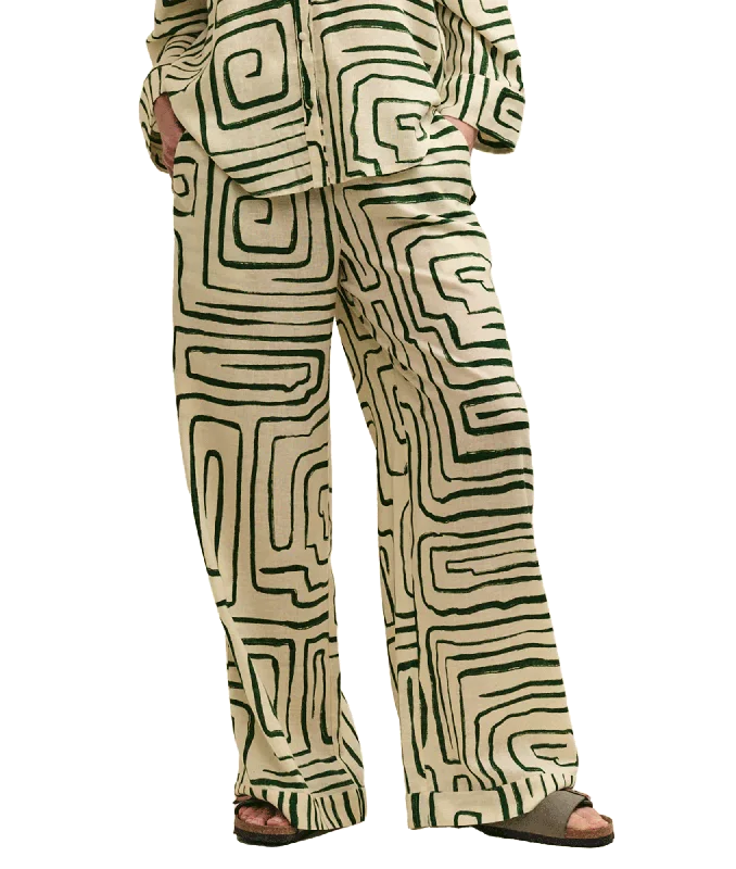 Limited Time Discount Fearne Cotton Linen-blend Abstract Trousers - Green