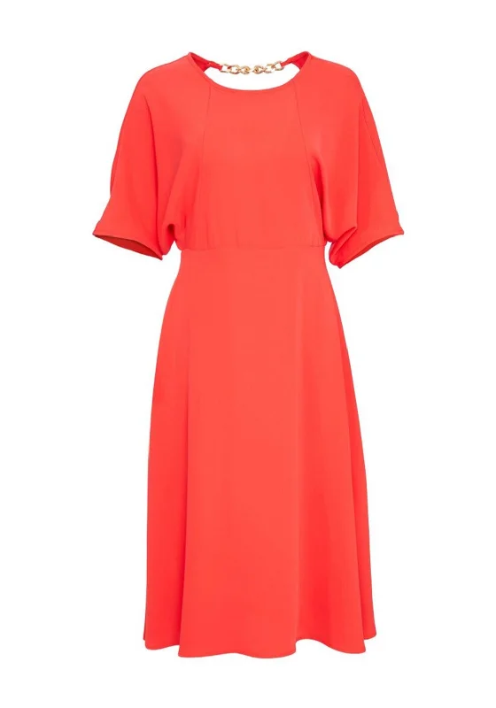 Don’t Miss Out Kate Cooper Chain Back A Line Midi Dress, Coral