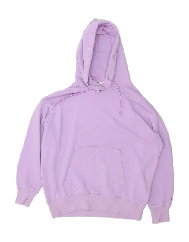 CHAMPION Womens Oversized Hoodie Jumper UK 14 Medium Purple Cotton