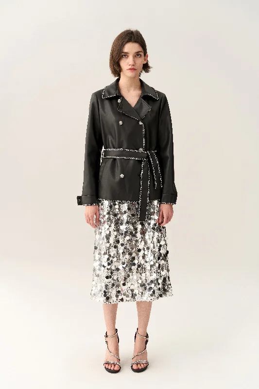 Unbeatable Prices Chain-detail Vegan Leather Tie-waist Jacket
