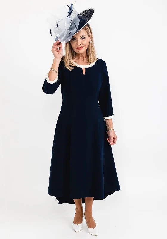 Special Discount Lizabella Pearl Trim High Low Maxi Dress, Navy