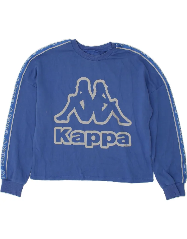 KAPPA Womens Crop Graphic Sweatshirt Jumper UK 14 Medium Blue