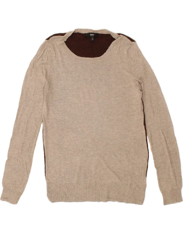 MOSSIMO Womens Boat Neck Jumper Sweater UK 14 Large Beige Colourblock