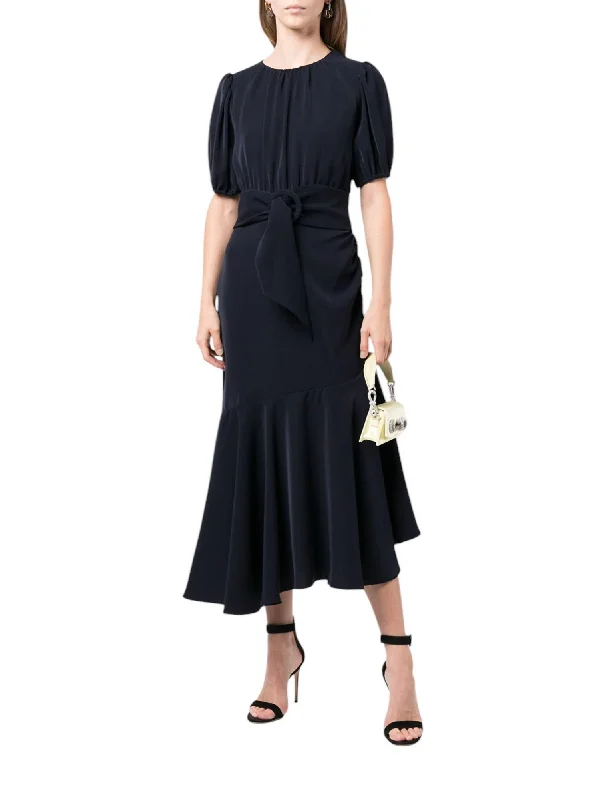 Camila Belted Dress In Navy