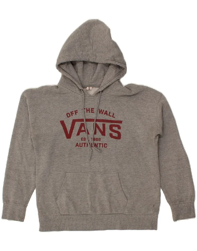 Buy More, Save More VANS Womens Graphic Hoodie Jumper UK 14 Medium Grey Flecked Cotton