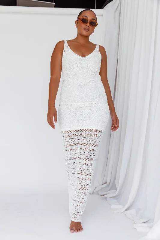 Steals and Deals Endless Sun Crochet Maxi Dress White