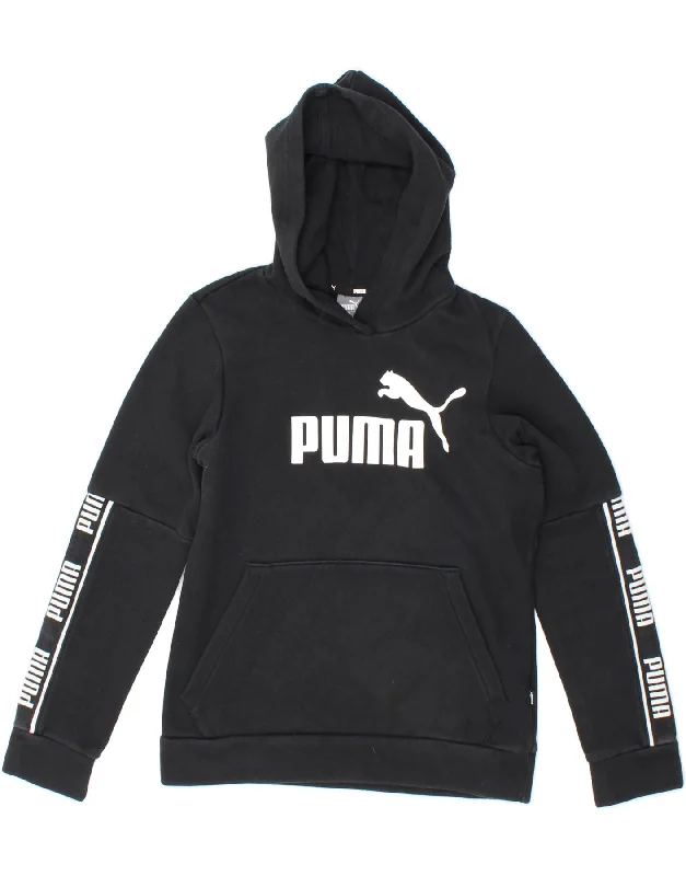 Discount Mania PUMA Womens Graphic Hoodie Jumper UK 10 Small Black Cotton