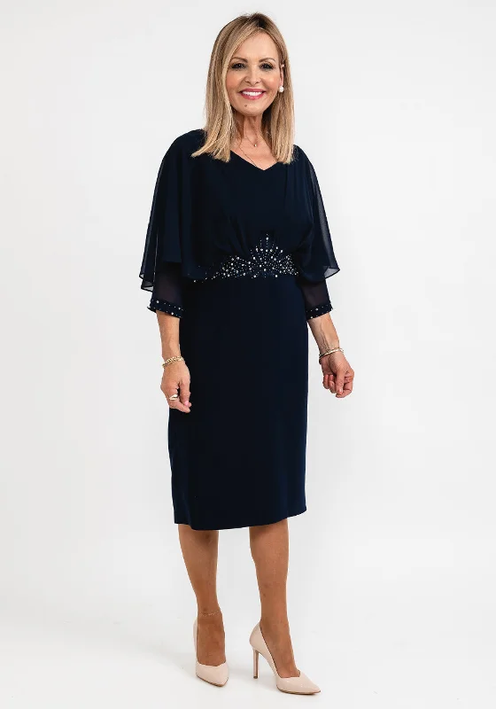 Amazing Deals Lizabella Applique Waist Pencil Midi Dress, Navy