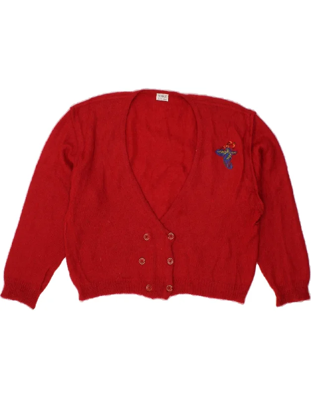 MARZ Womens Crop Cardigan Sweater UK 22 3XL Red Wool