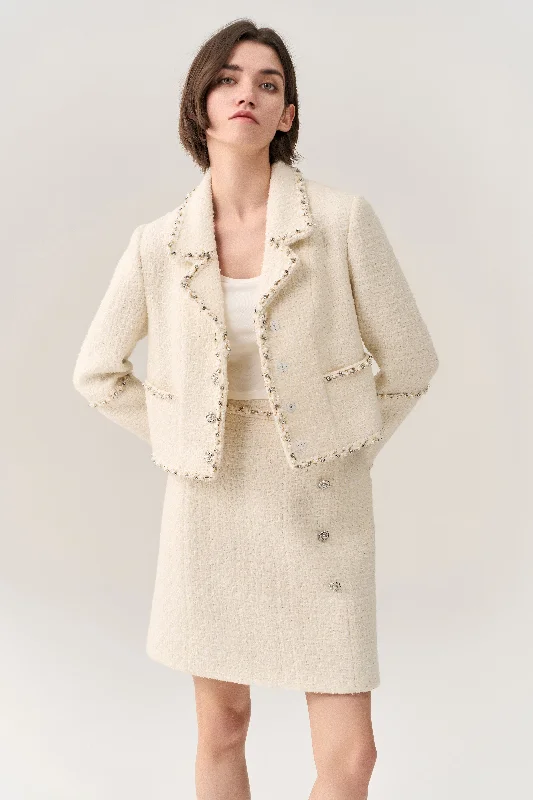 Seasonal Sale Cropped Embellished Lapel Jacket