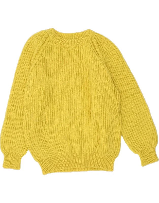 SLAM Womens Boat Neck Jumper Sweater UK 18 XL Yellow Wool