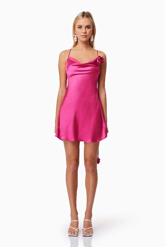Lowest Price Zinnia Cowl Neck Party Mini Dress In Pink