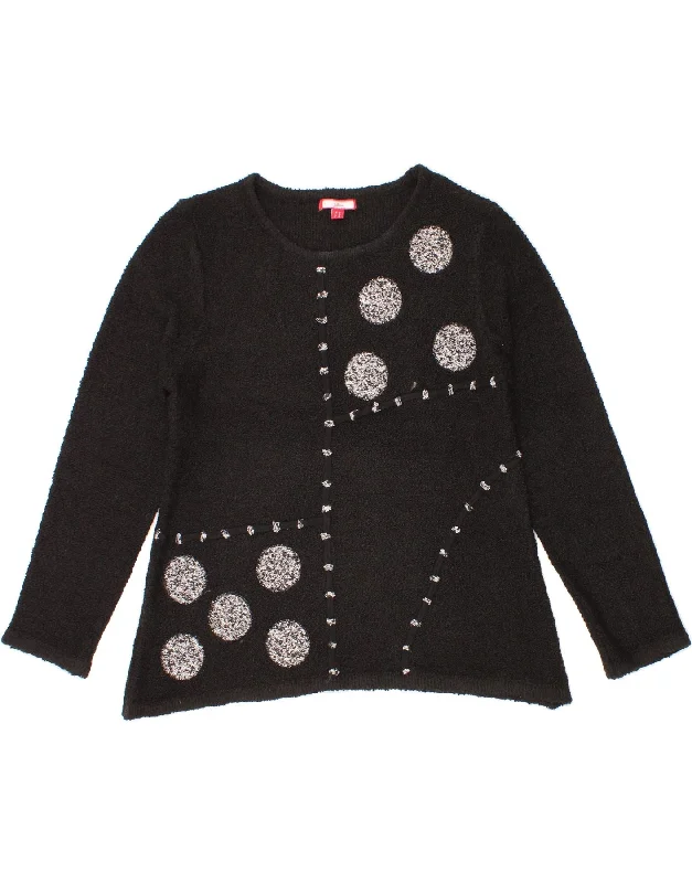 Bonus Savings JOE BROWNS Womens Boat Neck Jumper Sweater UK 14 Large Black Geometric