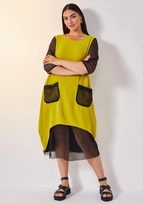 Buy More, Save More Ora Mesh Panel Two Piece Dress, Lime & Black