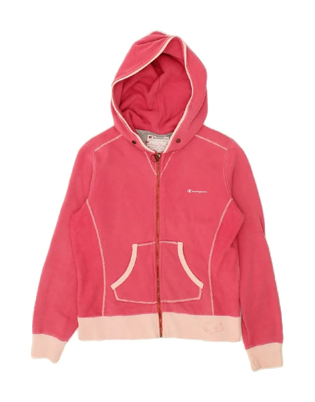 CHAMPION Womens Heritage Classics Zip Hoodie Sweater UK 10 Small Pink