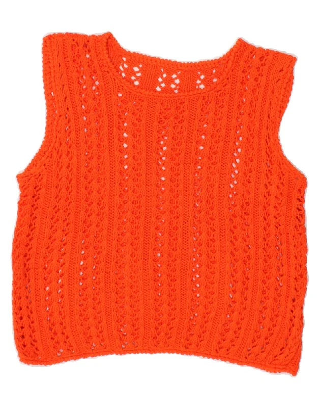 Huge Discounts VINTAGE Womens Crop Vest Tank Top UK 14 Medium Orange